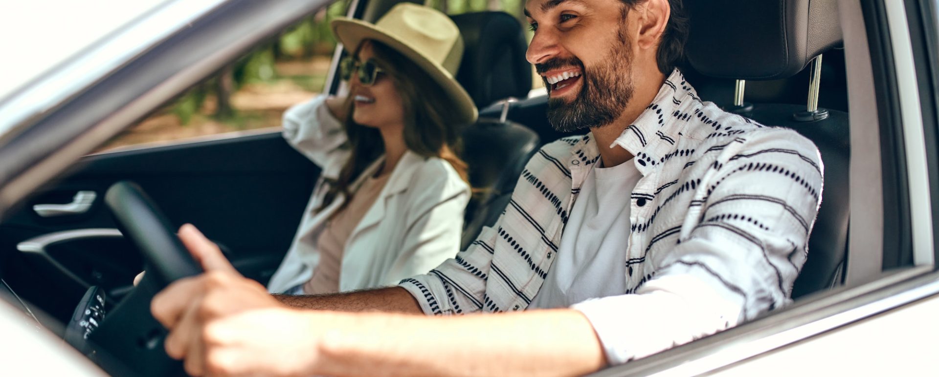 Family on vacation in the car